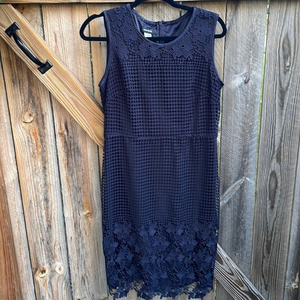 Gerry Weber Lace Sheath Dress Size 6 Blue Sleeveless - Picture 2 of 9